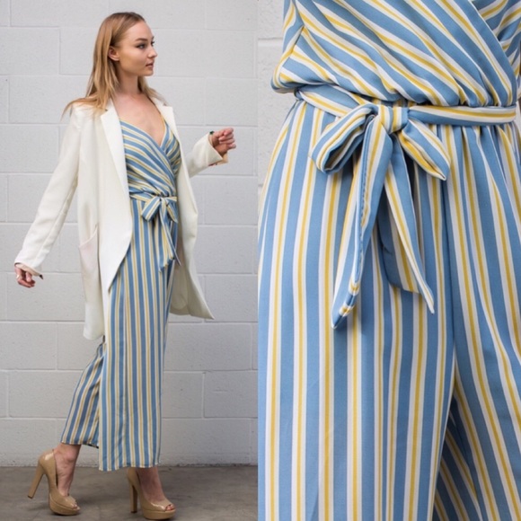 Lemon Blossom Striped Jumpsuit - Picture 2 of 8